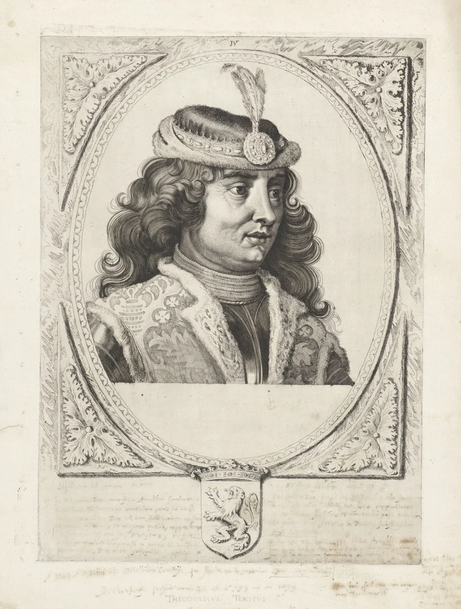 Portret van Dirk III, graaf van Holland by Cornelis Visscher, print, 1650