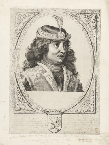 Portret van Dirk III, graaf van Holland by Cornelis Visscher, print, 1650