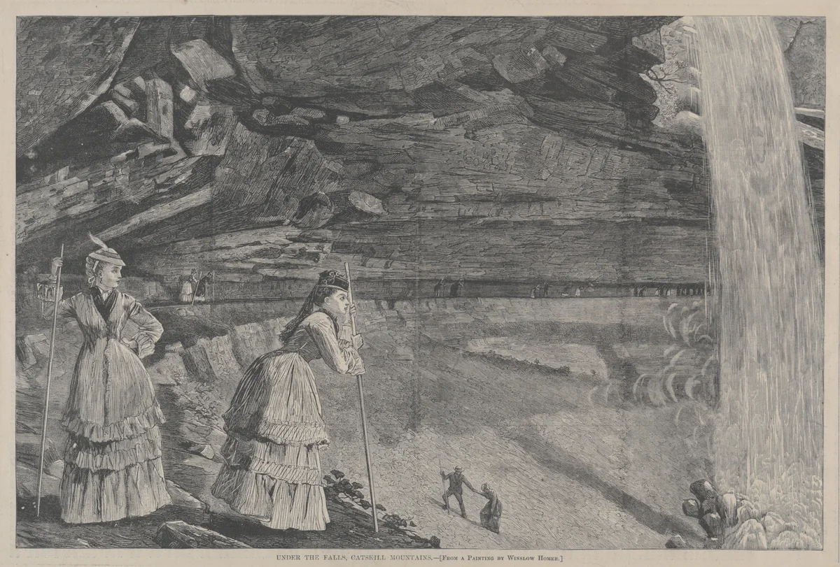 Under the Falls, Catskill Mountains From a Painting by Winslow Homer by Winslow Homer, print, 1872