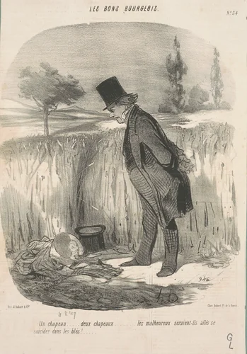Un chapeau ... deux chapeaux ... les malheureux ... by Honoré Daumier, print, 1847