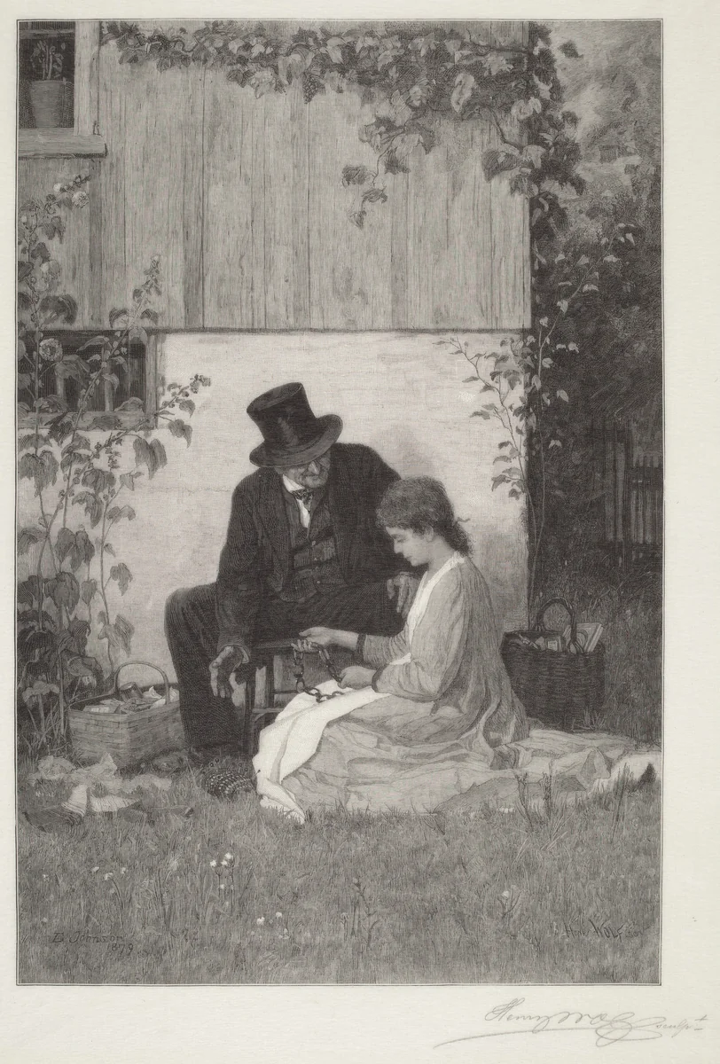 A New England Peddler by Henry Wolf; Eastman Johnson, print, 1885