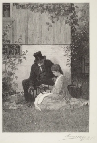 A New England Peddler by Henry Wolf; Eastman Johnson, print, 1885