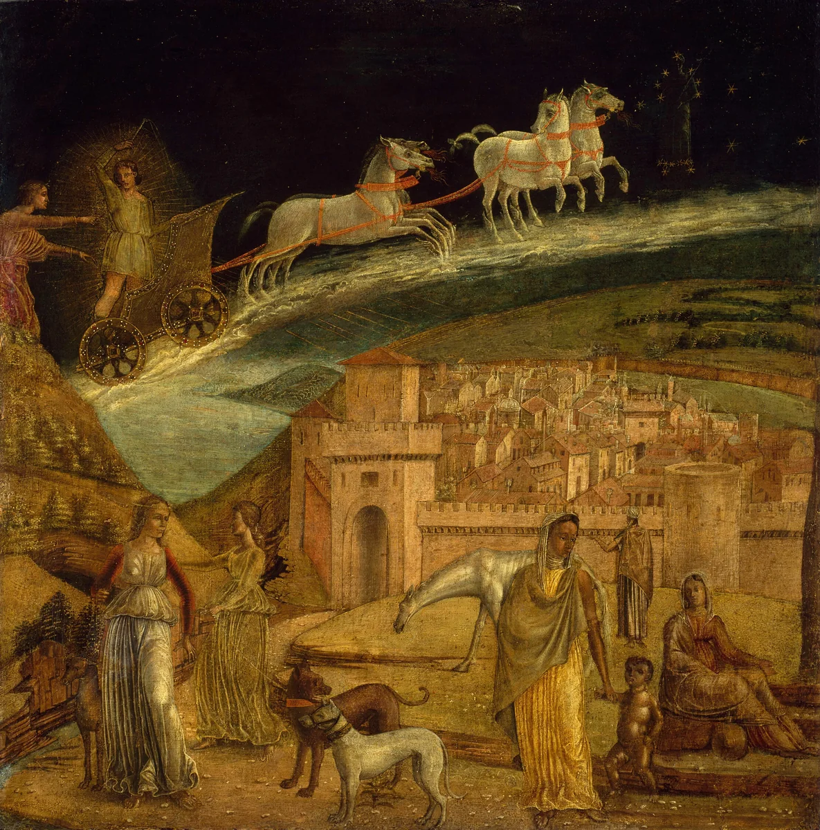 Phaeton Driving the Chariot of Phoebus by Northern Italian, painting, 1475-1500