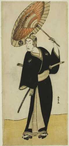 The Actor Matsumoto Koshiro IV as Sukeroku in the Play Sukeroku Yukari no Edo-zakura, Performed at the Ichimura Theater in the Sixth Month, 1782 by Katsukawa Shunjo, print, 1777-1787