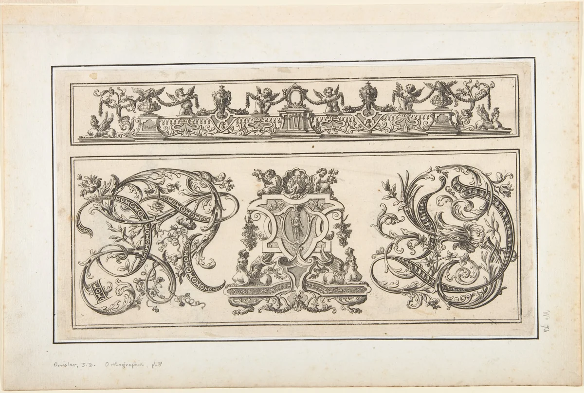 Plate 8, from "Orthographia" by Johann Daniel Preissler, print, 1680-1737