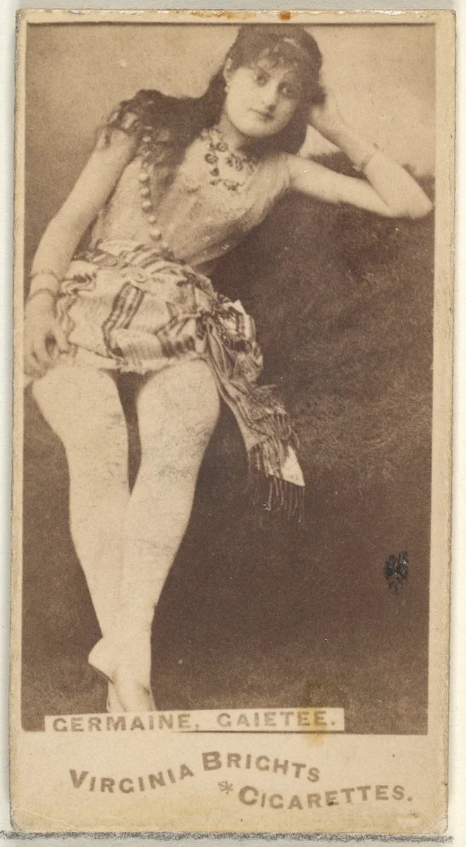 Germaine, Gaietee, from the Actors and Actresses series (N45, Type 1) for Virginia Brights Cigarettes by Allen & Ginter, photograph, 1885-1891