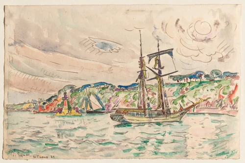 Ships near the Trieux River by Paul Signac, drawing, 1925