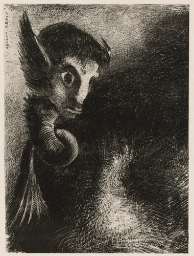 The Chimera Gazed at all Things with Fear, from Night by Odilon Redon, print, 1886