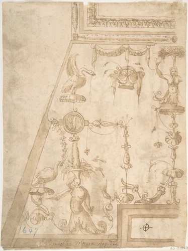 Wall or Cove Decoration by anonymous, drawing, 1500-1600