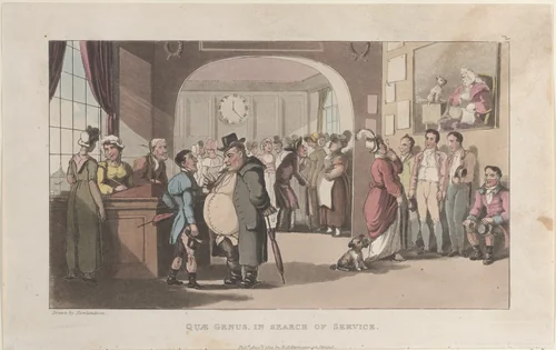 Quae Genus in Search of Service by Thomas Rowlandson, print, 1821
