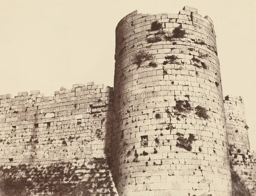Kalaat-El-Hosn, Deuxième Enciente, Extérieur, Tour d'Angle, sud-ouest by Louis de Clercq, photograph, 1859