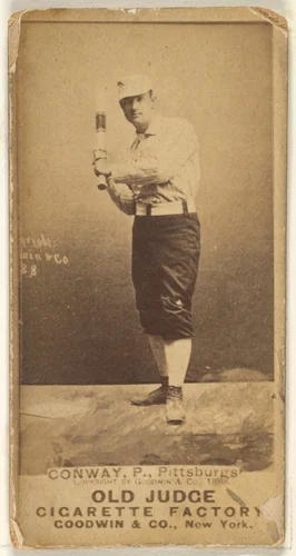 Pete Conway, Pitcher, Pittsburgh, from the Old Judge series (N172) for Old Judge Cigarettes by Goodwin & Company, photograph, 1888