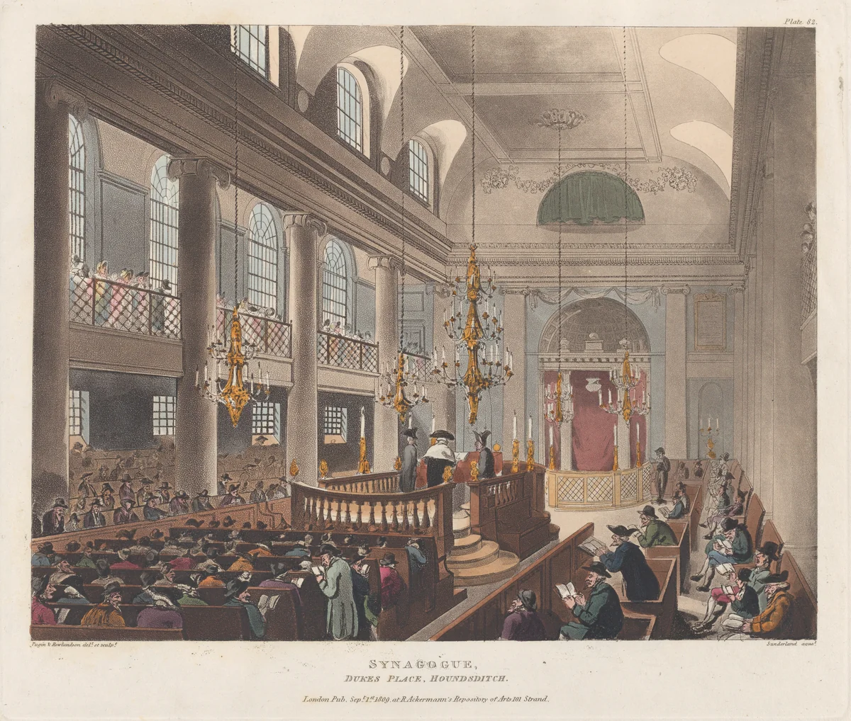Synagogue by Thomas Rowlandson, print, 1809