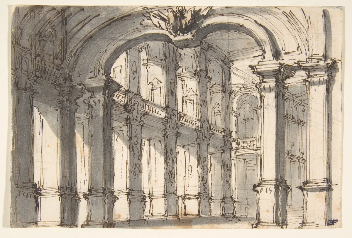 Design for Stage Set by Giovanni Battista Natali, drawing, 1698-1765