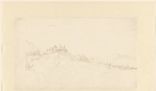 Gezicht op de burcht Frankenberg(?) by Gerard van der Horst, drawing, 1610-1628