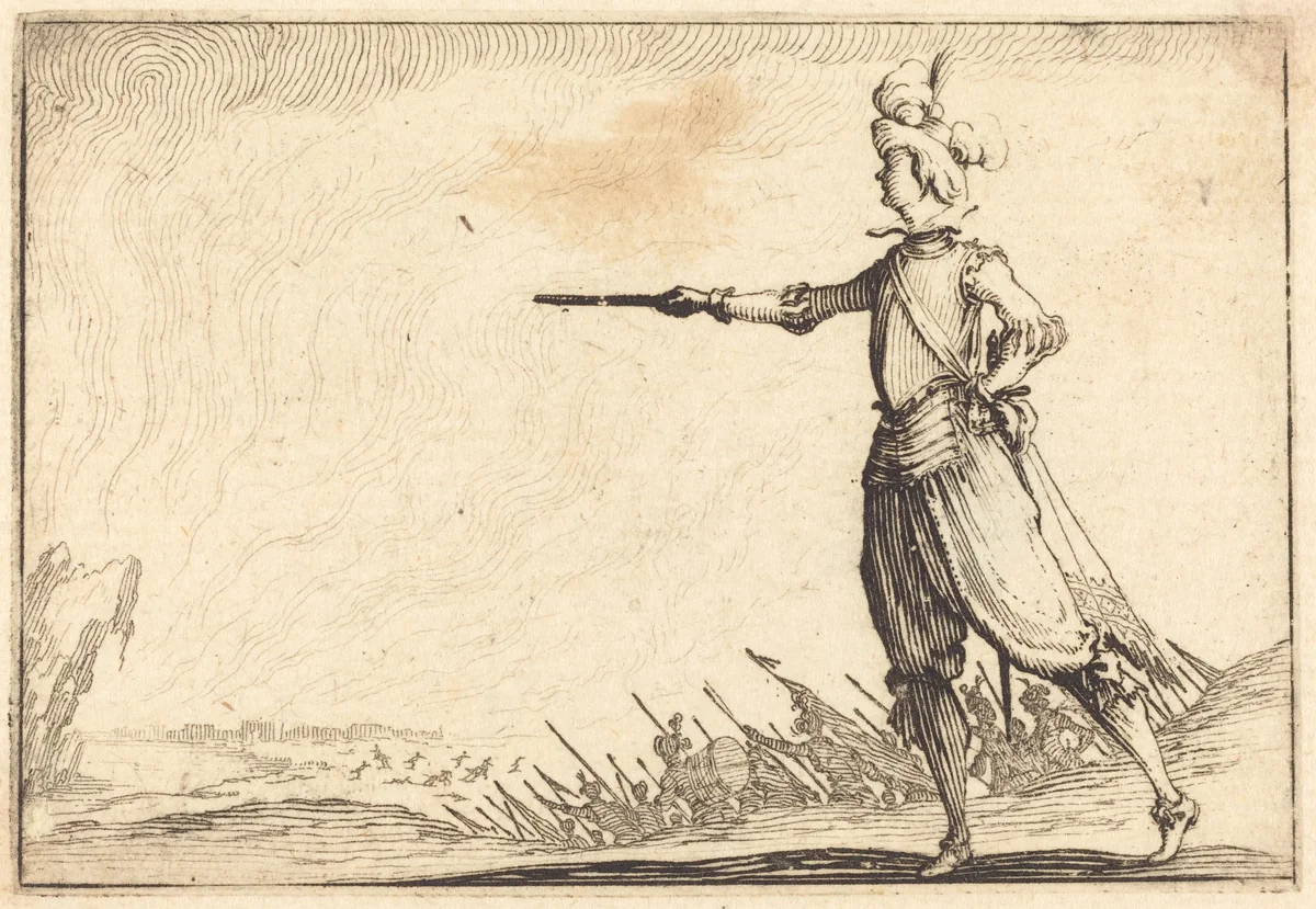 Military Commander on Foot by Jacques Callot, print, 1617