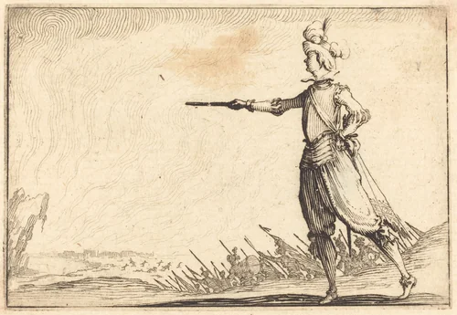 Military Commander on Foot by Jacques Callot, print, 1617