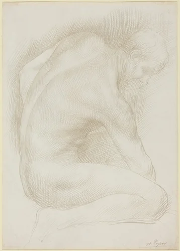Old Man by Alphonse Legros, drawing, 1837-1911