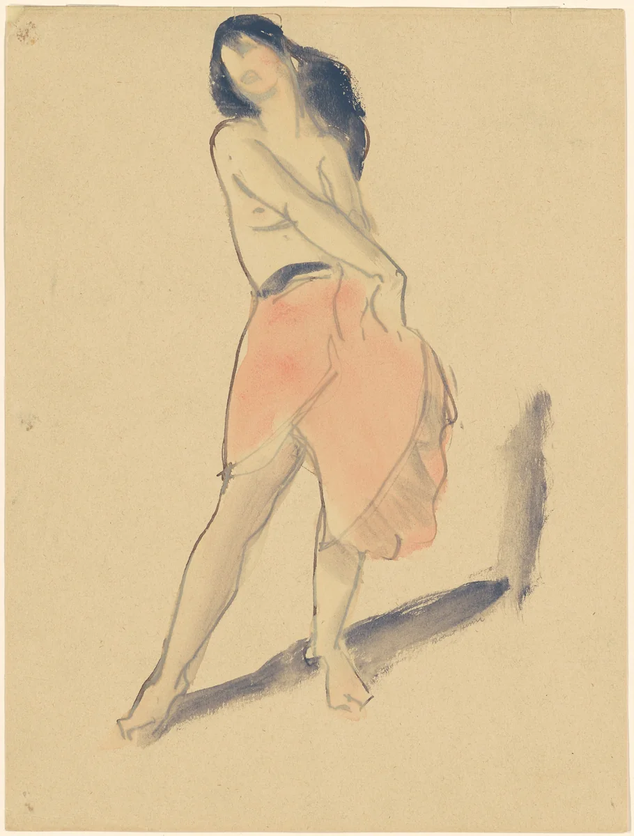 Dancer in a Red Skirt, No. 2 by Robert Henri, drawing, 1907-1917
