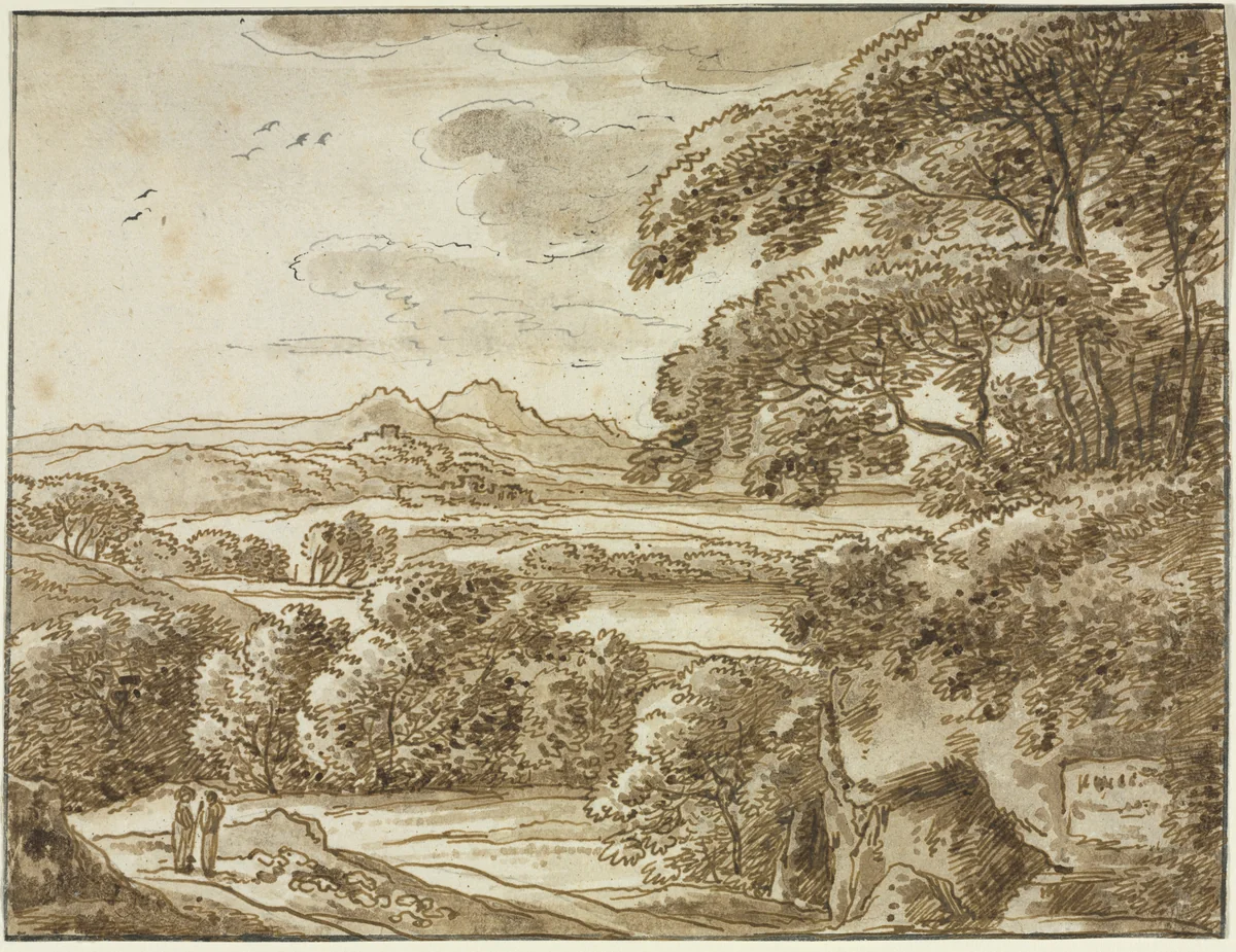 Landscape by Franz Kobell, drawing, 1750-1790