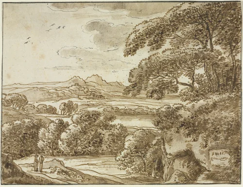 Landscape by Franz Kobell, drawing, 1750-1790