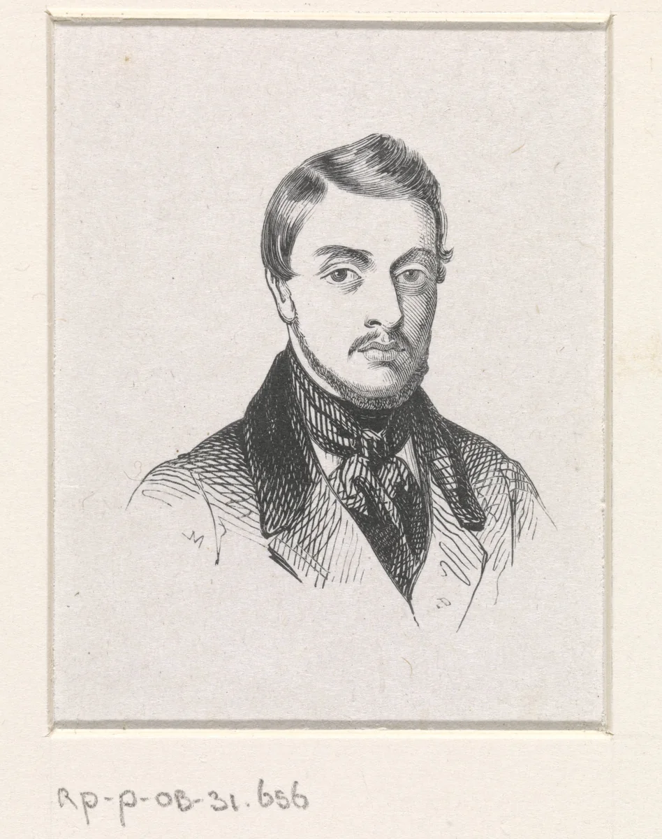 Portret van Eduard de Biefve by Monogrammist M, print, 1841-1842