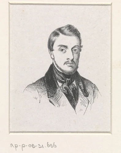 Portret van Eduard de Biefve by Monogrammist M, print, 1841-1842