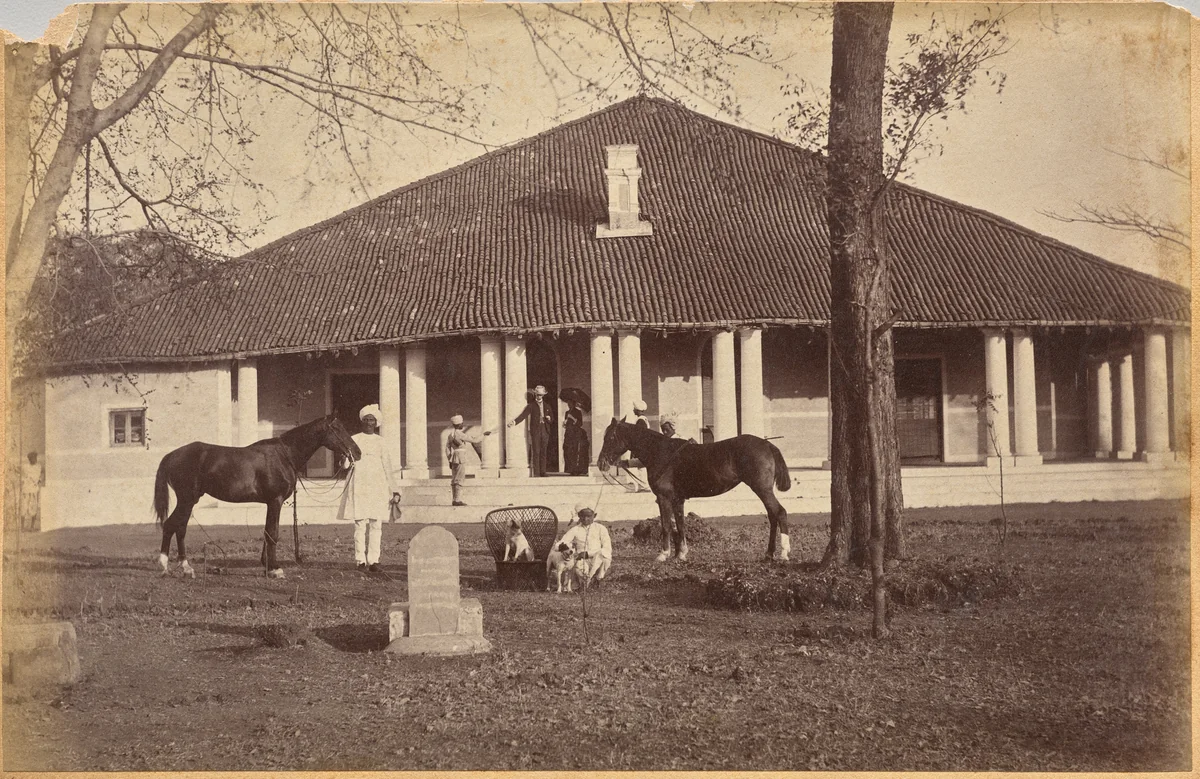 Captain Falkner's Bungalow, Neemuch (recto, top) by Raja Deen Dayal, photograph, 1877-1892