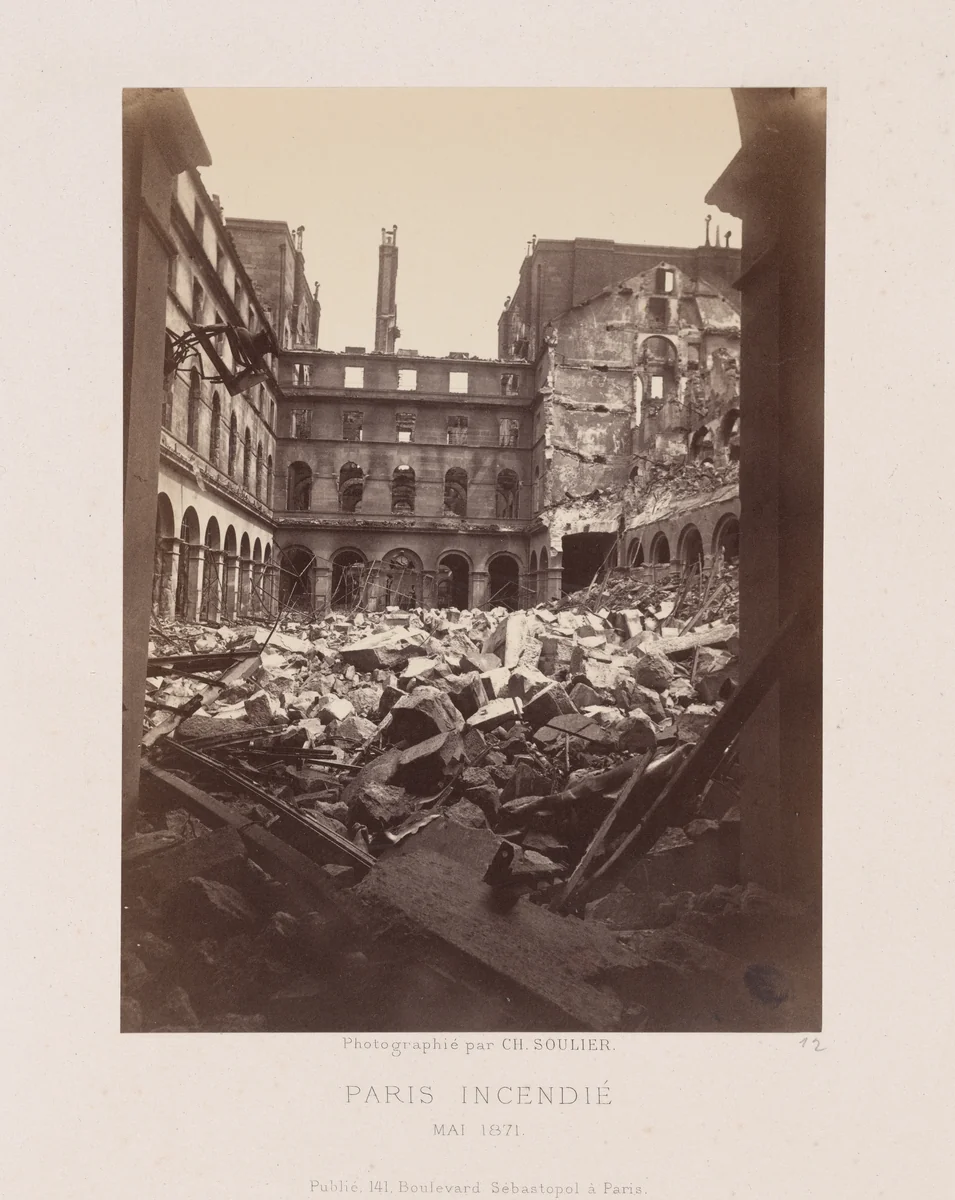 Paris Fire (Interior of the Ministry of Finance), from the series "Paris Incendié" by Charles Soulier, photograph, 1871