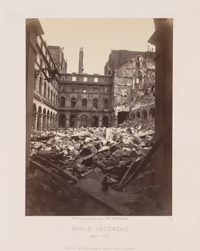 Paris Fire (Interior of the Ministry of Finance), from the series "Paris Incendié" by Charles Soulier, photograph, 1871
