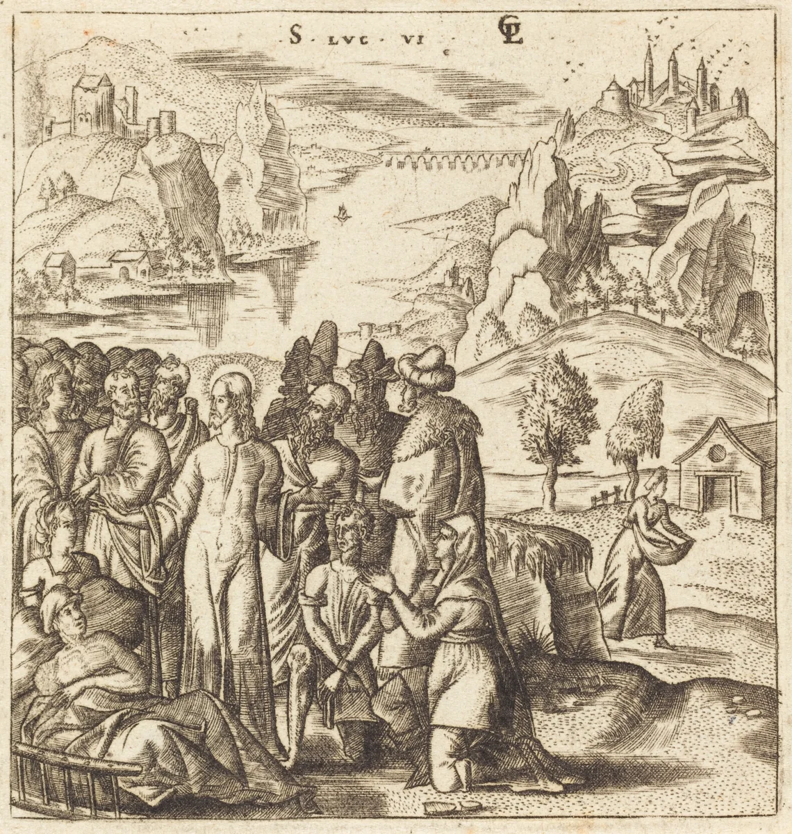Christ Heals the Sick by Léonard Gaultier, print, 1576-1580