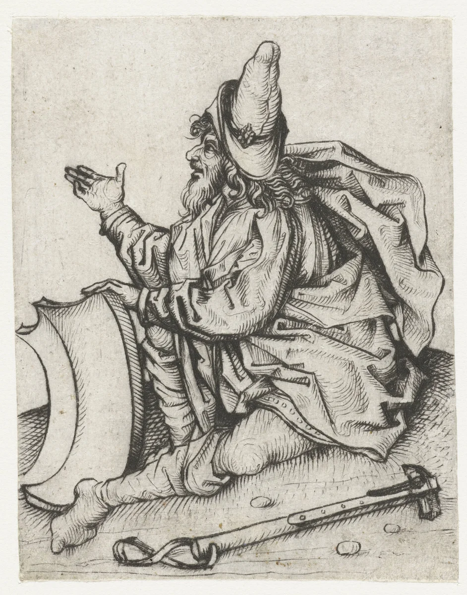 Roma man met baard en blank wapenschild by Meester van het Amsterdamse Kabinet, print, 1475-1480