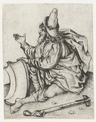 Roma man met baard en blank wapenschild by Meester van het Amsterdamse Kabinet, print, 1475-1480
