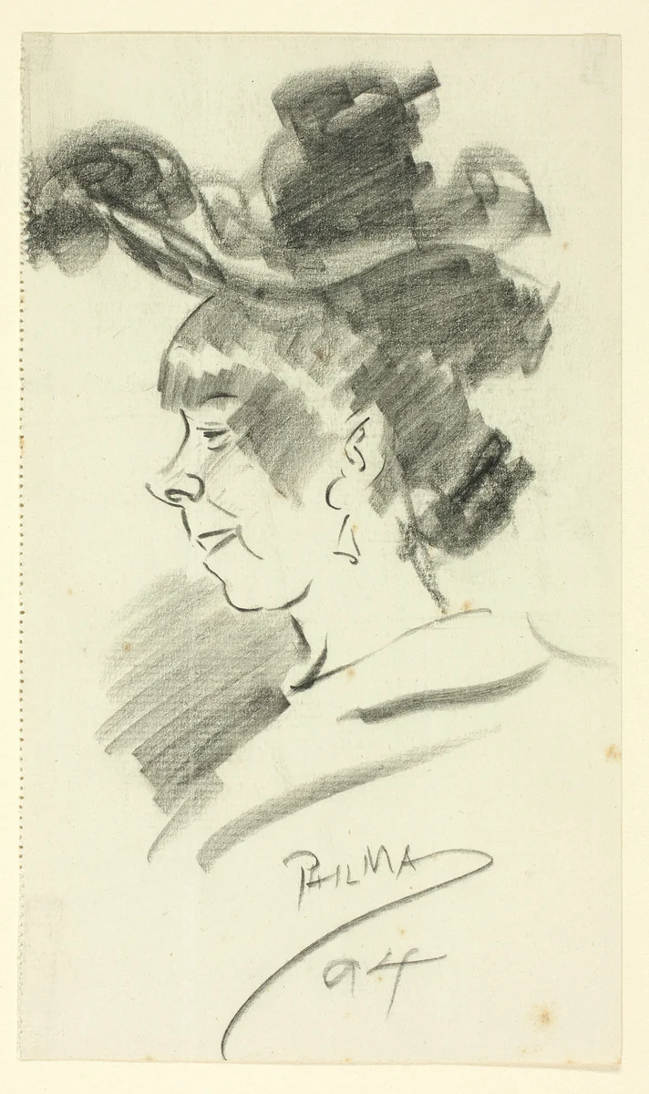 Profile of a Woman by Philipp William May, drawing, 1894