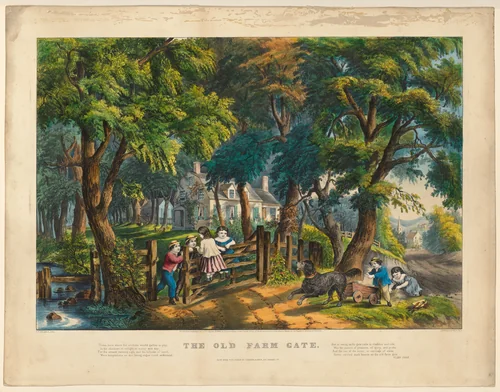 The Old Farm Gate by Frances Flora Bond Palmer, print, 1864