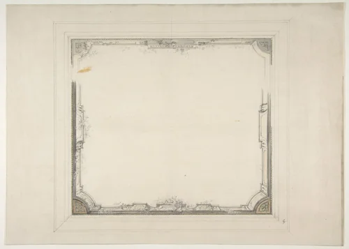 Design for a ceiling to be decorated with a trompe l'oeil balustrade by Jules-Edmond-Charles Lachaise, drawing, 1830-1897