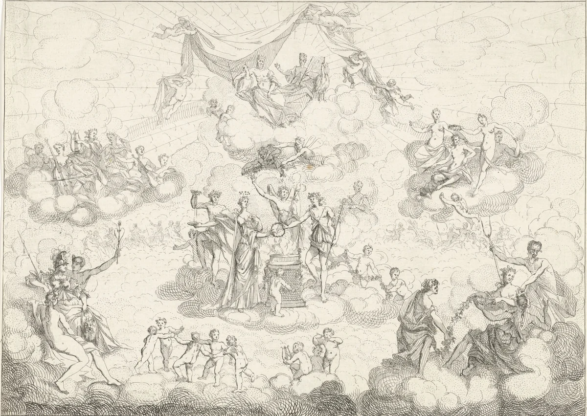 Huwelijk van Bacchus by Gerard Melder, print, 1725