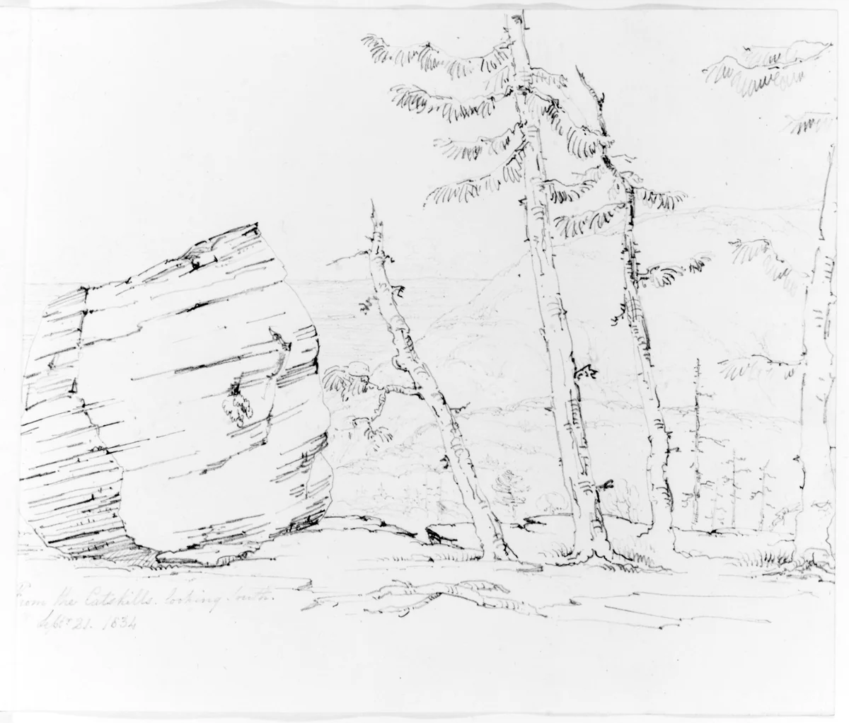 From the Catskills Looking South (from Sketchbook) by John William Casilear, artwork, 1834-1838