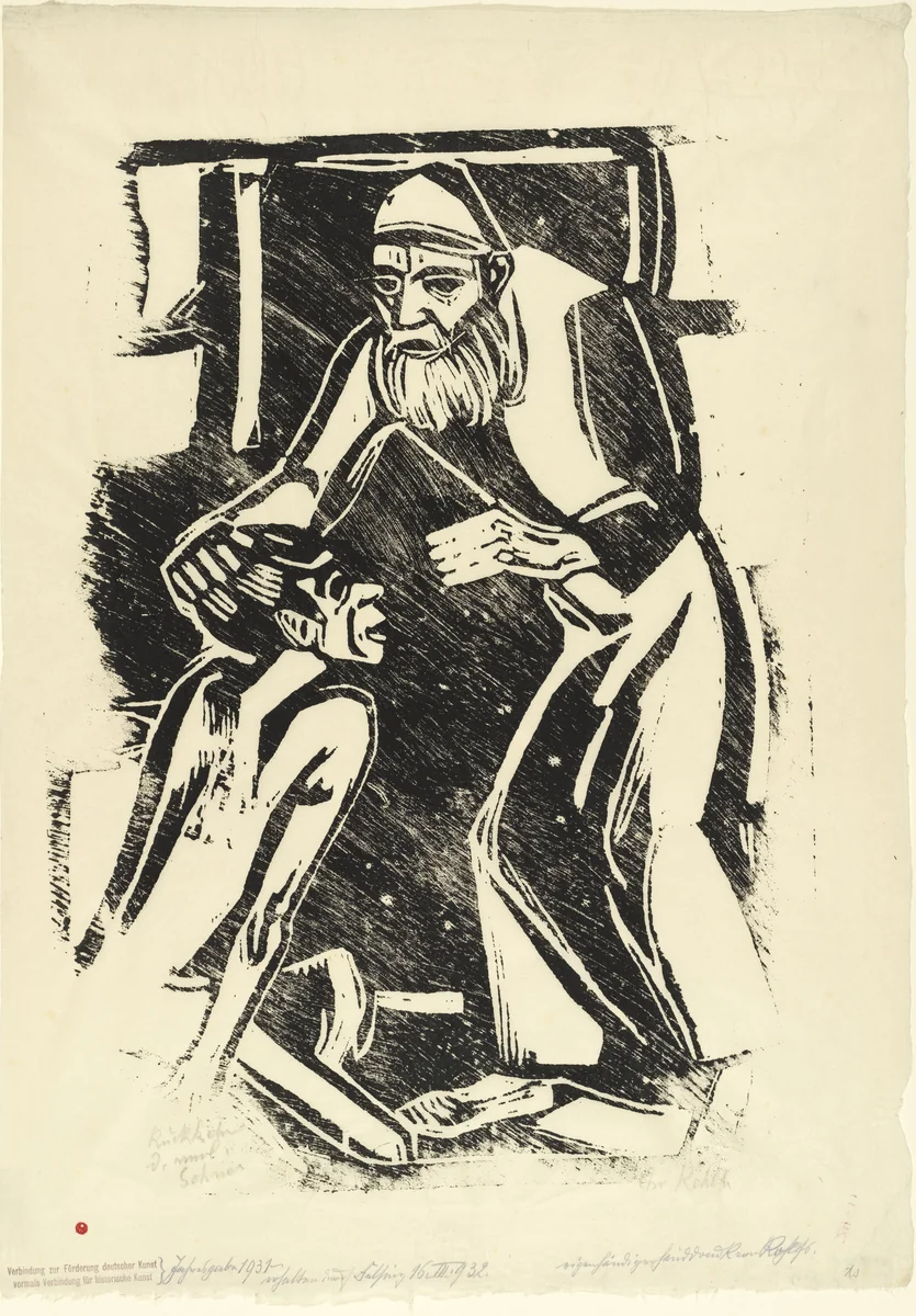 Return of the Prodigal Son (Rückkehr des verlorenen Sohnes) from the annual portfolio of the Alliance for the Advancement of German Art (Verbindung zur Förderung deutscher Kunst) by Christian Rohlfs, print, 1916