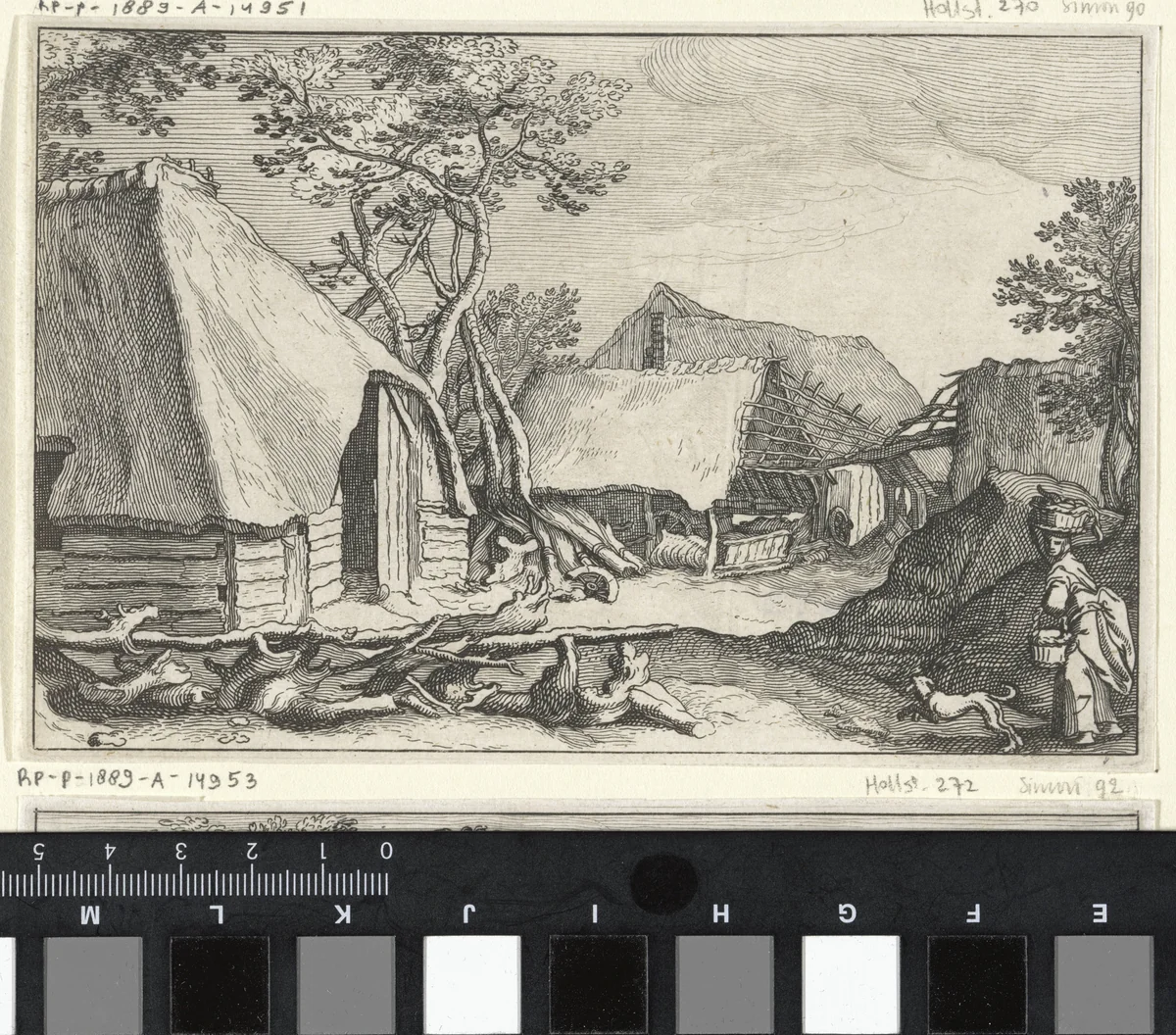 Boerderij met erf en vervallen schuur by Claes Jansz Visscher, print, 1620