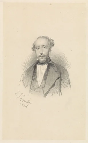 Portret van Frans Arnold Breuhaus de Groot by Adrianus Johannes Ehnle, drawing, 1846