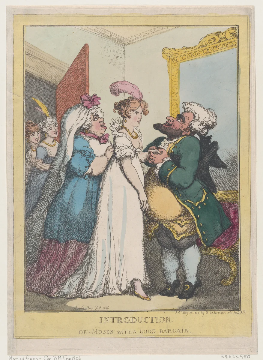 Introduction, or Moses with a Good Bargain by Thomas Rowlandson, print, 1806