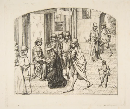 Presentation of Valerius Maximus to King Louis XI by Charles Meryon, print, 1862