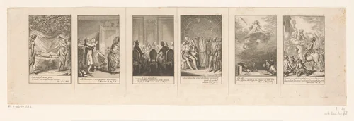 Zes voorstellingen uit de geschriften van Voltaire by Daniel Nikolaus Chodowiecki, print, 1781