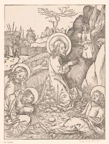 Christus in de hof van Getsemane by anonymous, print, 1490-1526