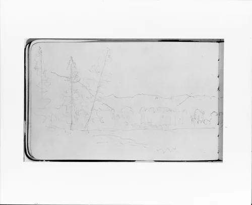 Mountain Landscape with Trees (from Sketchbook) by Albert Bierstadt, artwork, 1890
