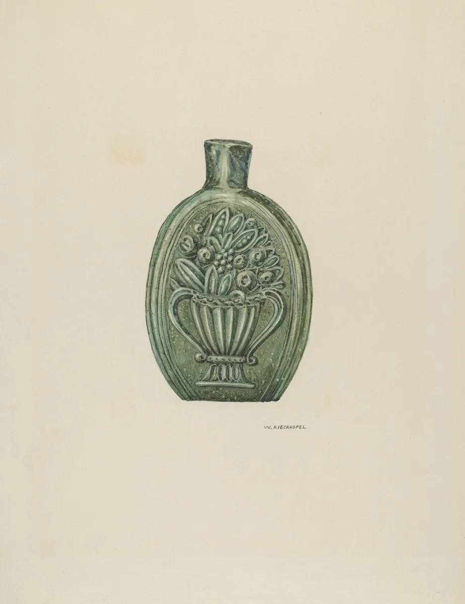 American Glass Flask by William Kieckhofel, index of american design, 1937