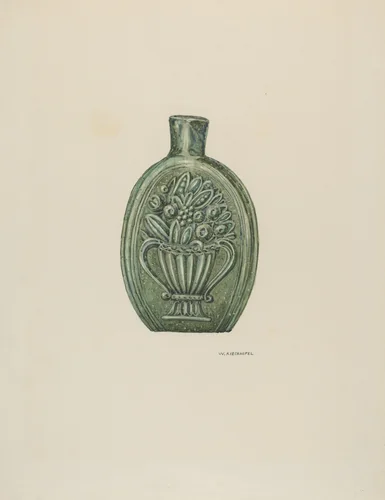 American Glass Flask by William Kieckhofel, index of american design, 1937