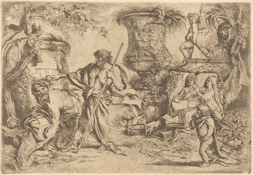 Temporalitas Aeternitas by Giovanni Benedetto Castiglione, print, 1609-1664