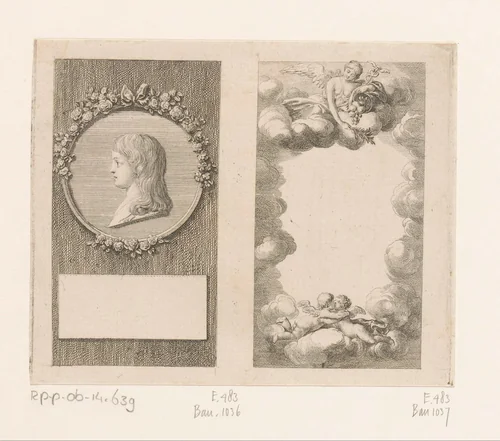 Portret en decoratieve omlijsting voor een titelpagina by Daniel Nikolaus Chodowiecki, print, 1783